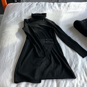 Wythe NY Black Long Sleeve Dress with Buckle Detail